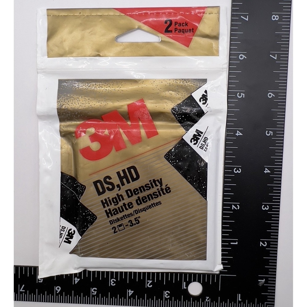 Vintage 3M 3.5" DS/HD High Density Floppy‎ Disks – 2 Pack (Unopened, 1993)